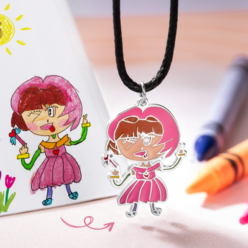 Transformez des dessins en collier pour enfants
